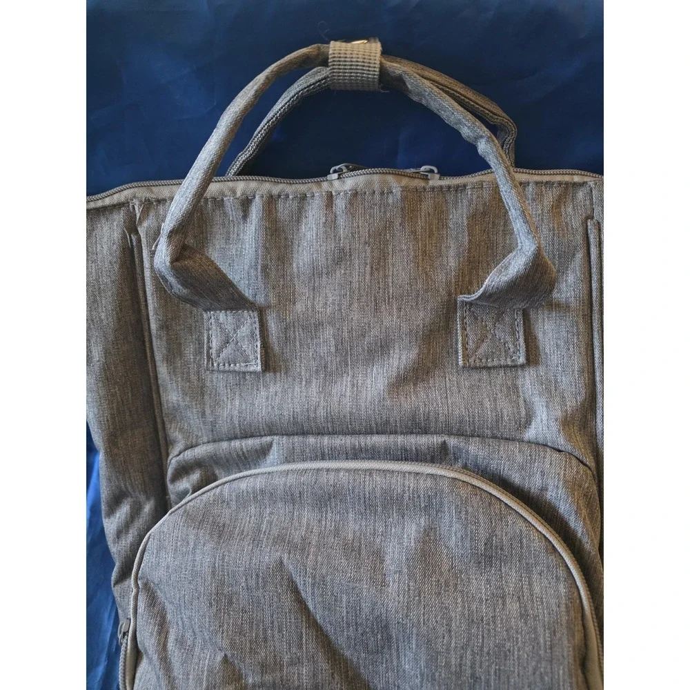 Gray Large Backpack Baby Diaper‎ Bag Nylon Insulated Adjustable Strap Backpack